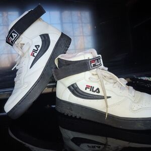 Fila White and Black High-Top Sneakers